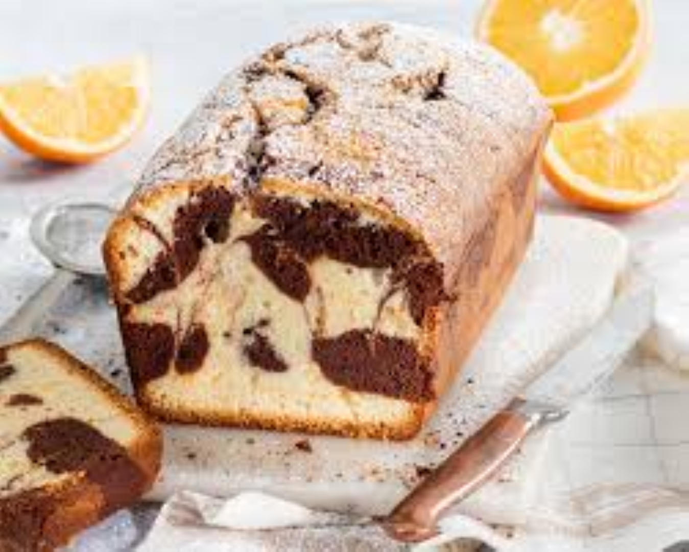 FESTIVE POUNDCAKE MARBLE SLICED CHOC N ORANGE